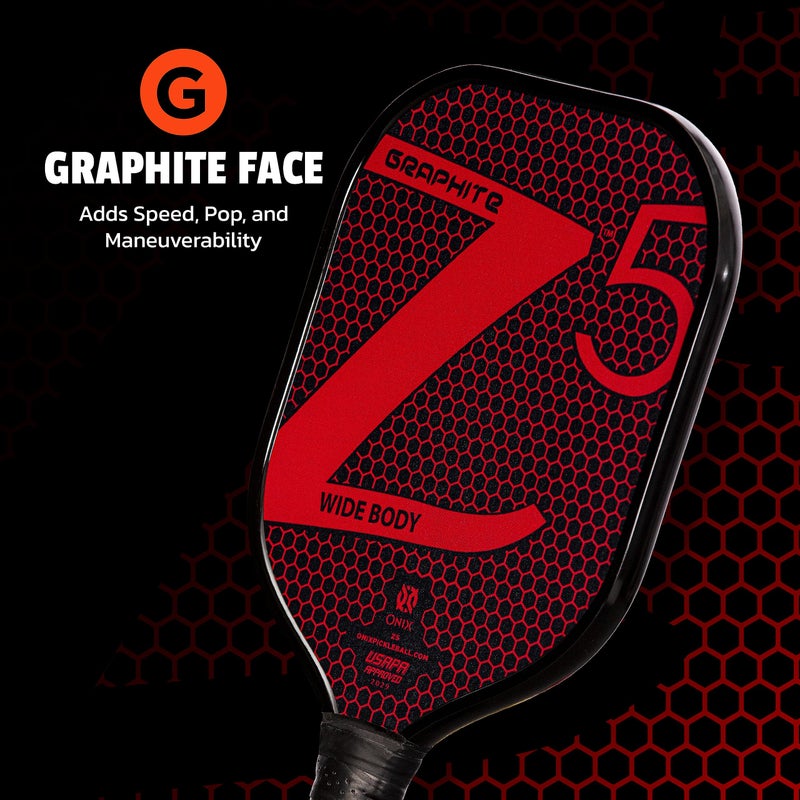 ONIX Graphite Z5 Pickleball Paddle (Graphite Carbon Fiber Face with Rough Texture Surface, Cushion Comfort Grip and Nomex Honeycomb Core for Touch, Control, and Power), Red - Image 5